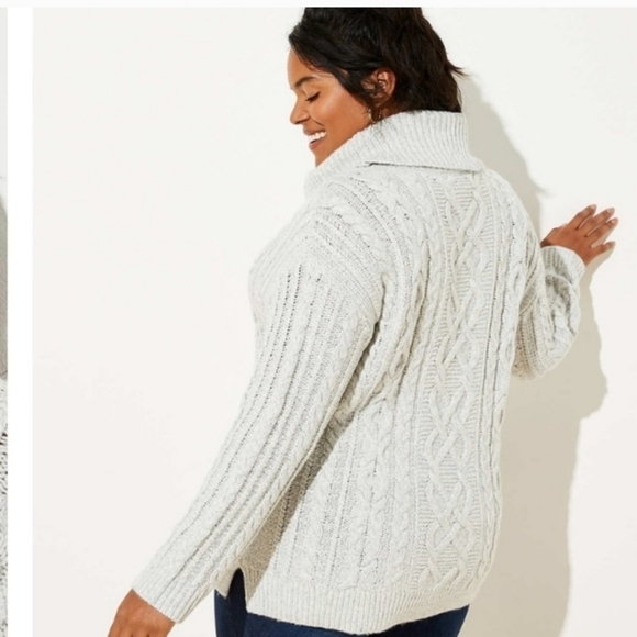 Loft Womens Sweater Gray Cable Knit Cowl Neck Large - Picture 5 of 9